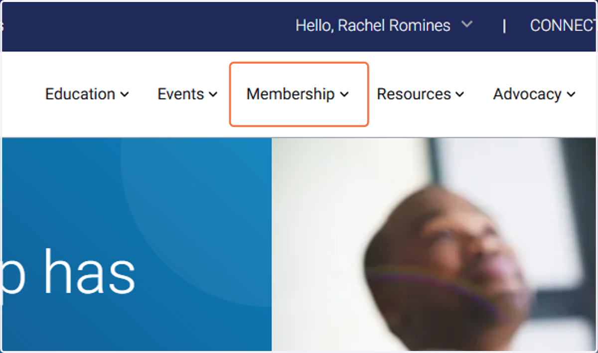 Hover over the membership tab.
