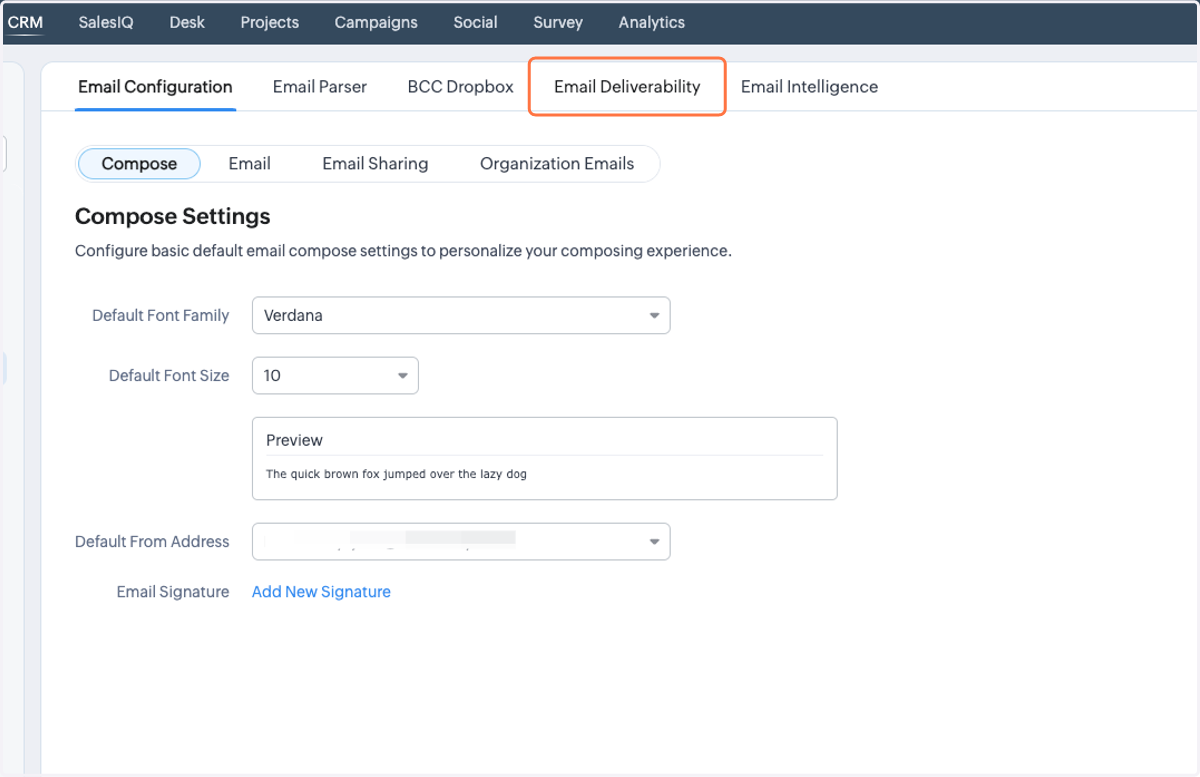 Click on "Email Deliverability"