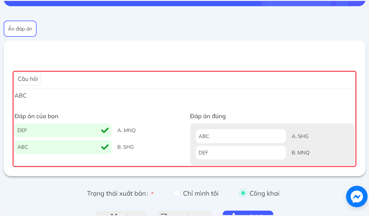Màn hình sẽ hiện lên kết quả