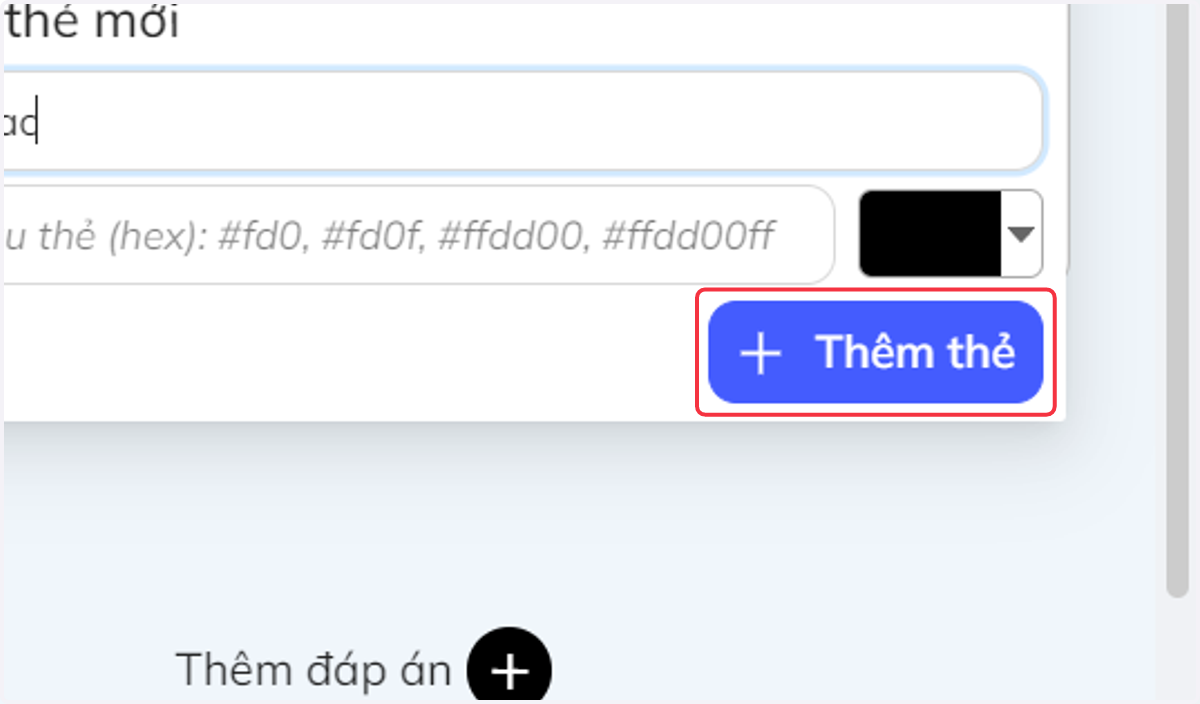 Nhấn chọn "Thêm thẻ" khi đã hoàn tất