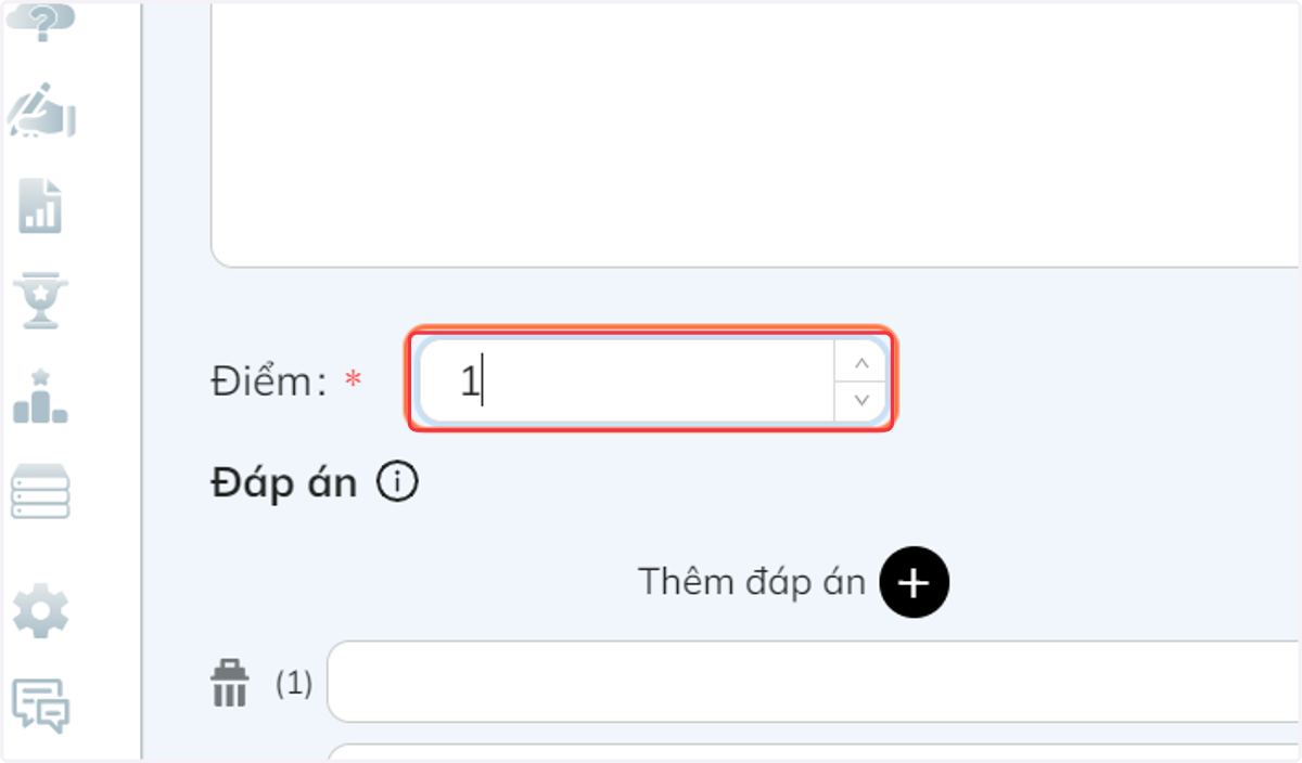 Tại khung "Điểm", nhập điểm