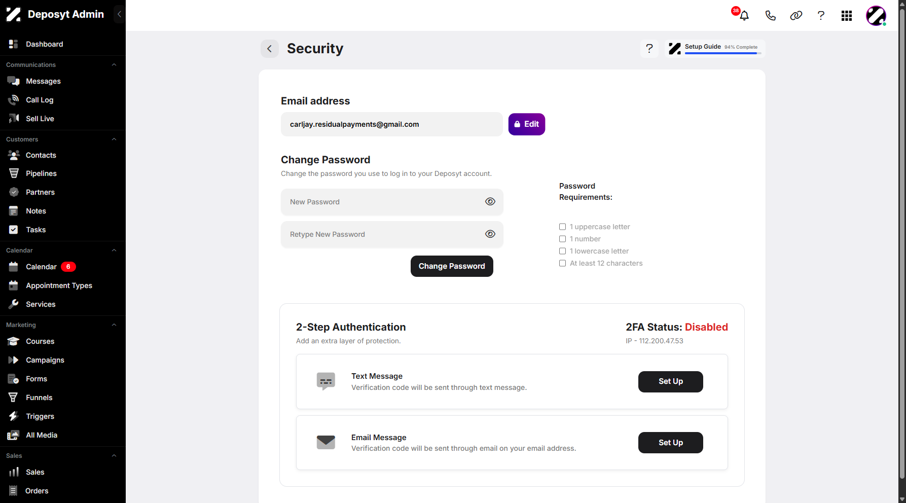 Step 6: To edit your email address, click the Edit button next to it.