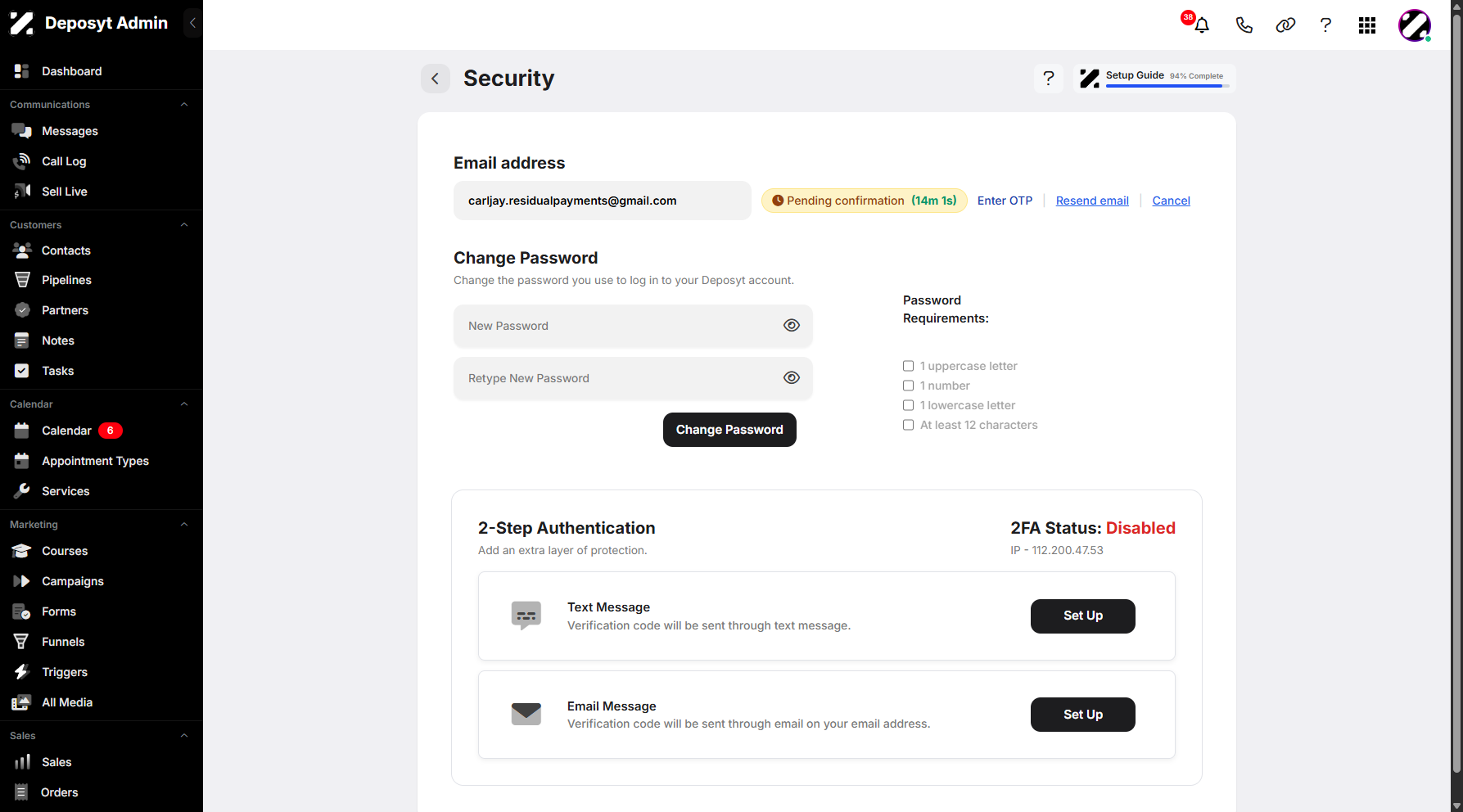 Step 10: Click Enter OTP to continue changing your email address.