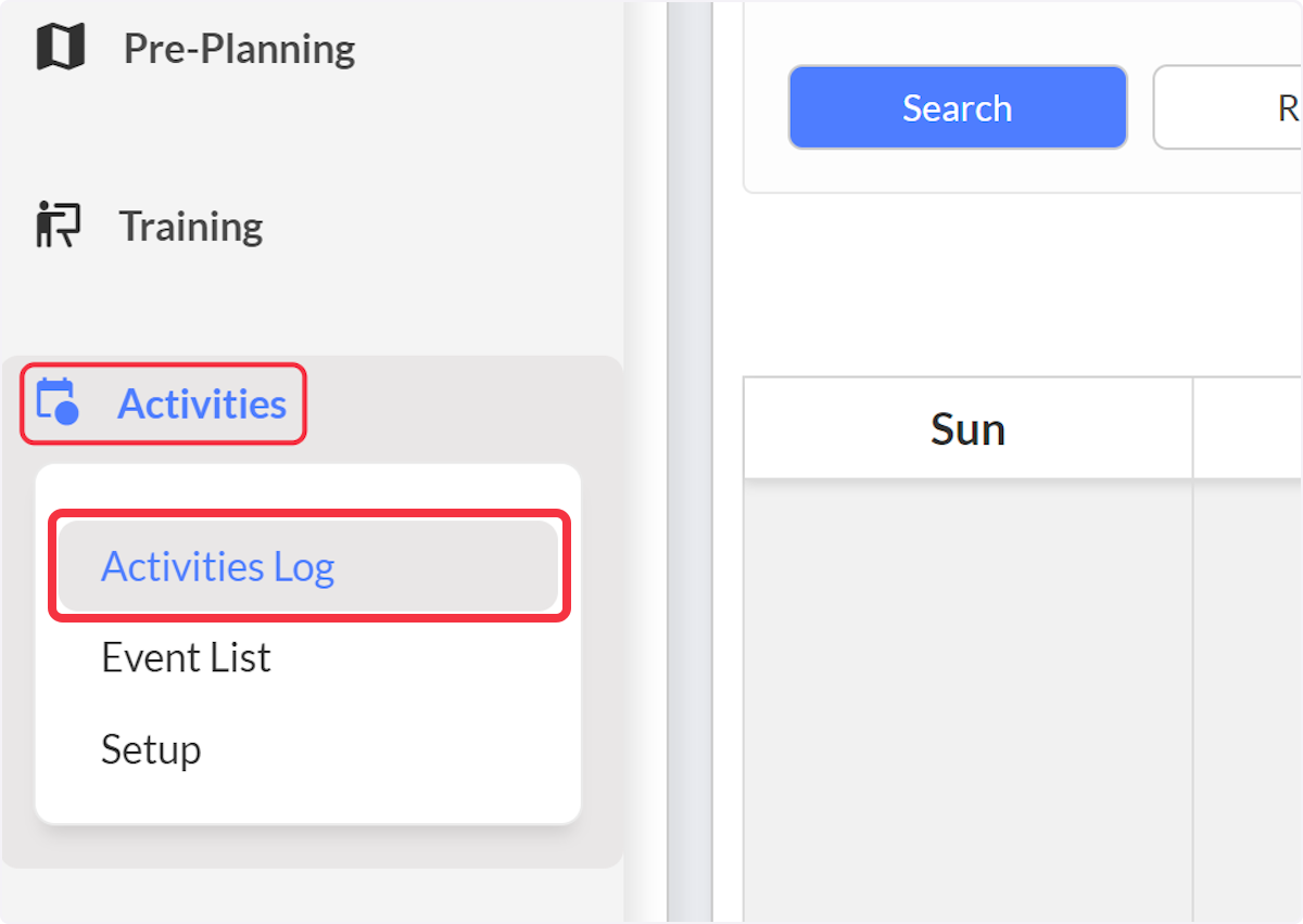Navigate to Activities, click on Activities Log.