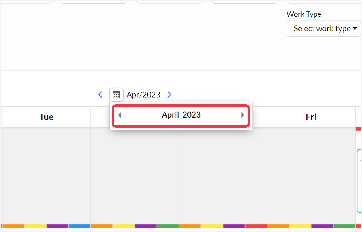 Using the Calendar icon allows you to choose what month or year to view.