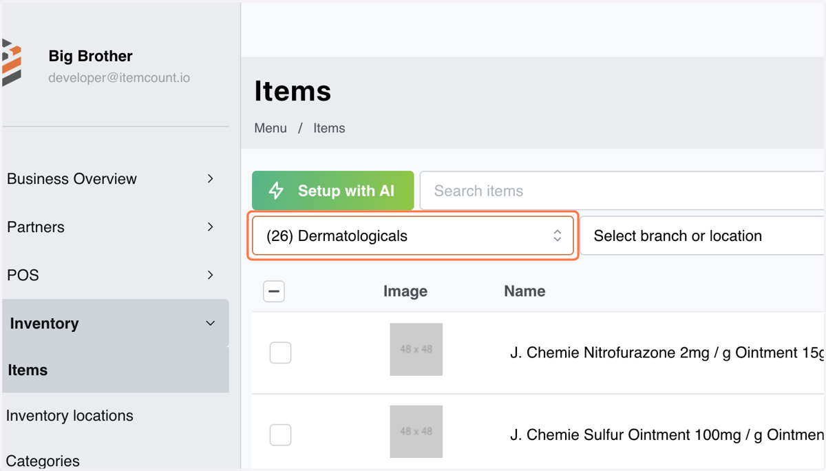 Click on Filter by category