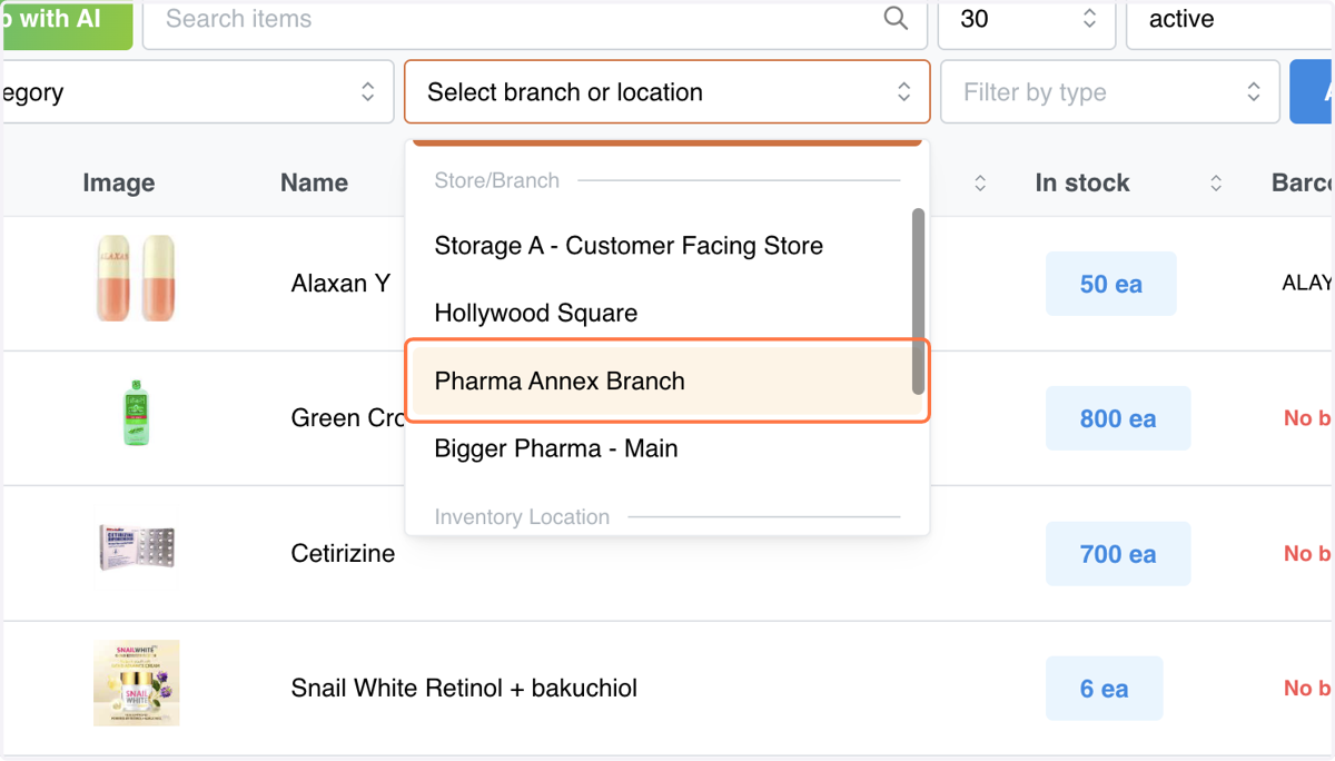 Click on Pharma Annex Branch