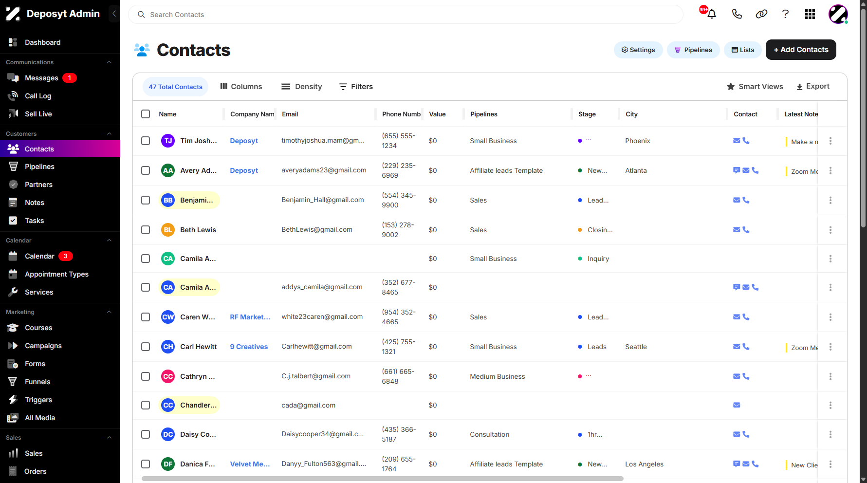 Step 2: You will be navigated to the Contacts.