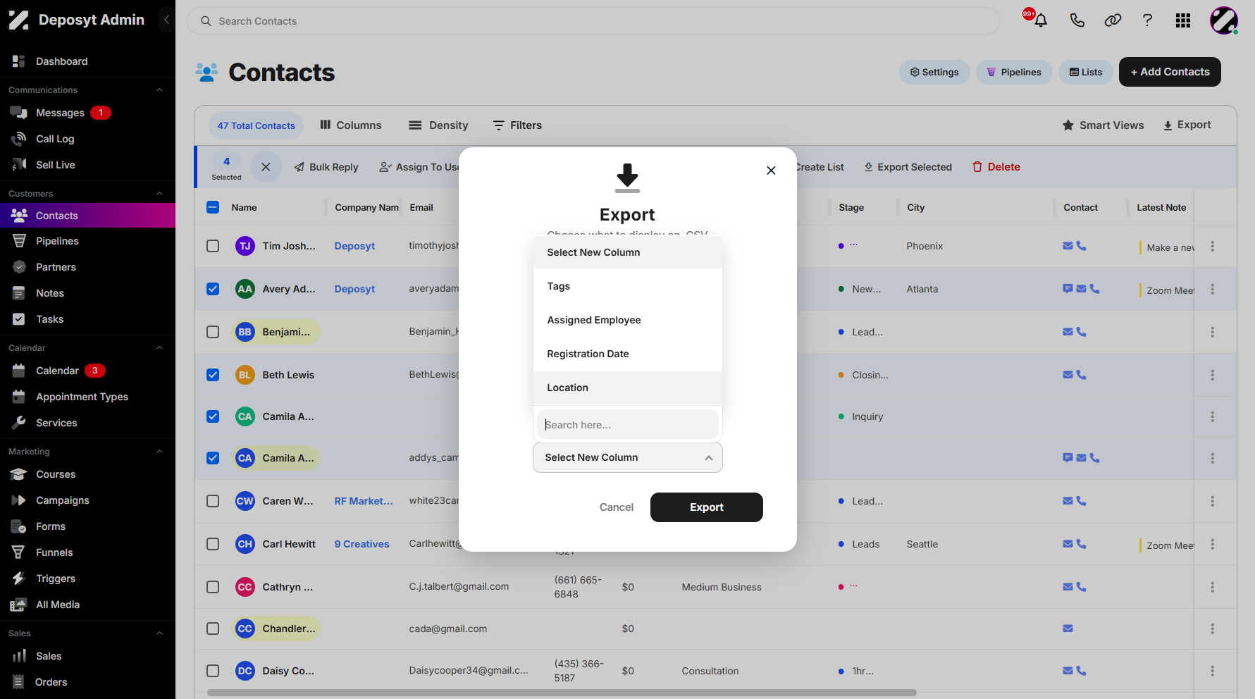 Step 10: You can now choose which fields you want to include.