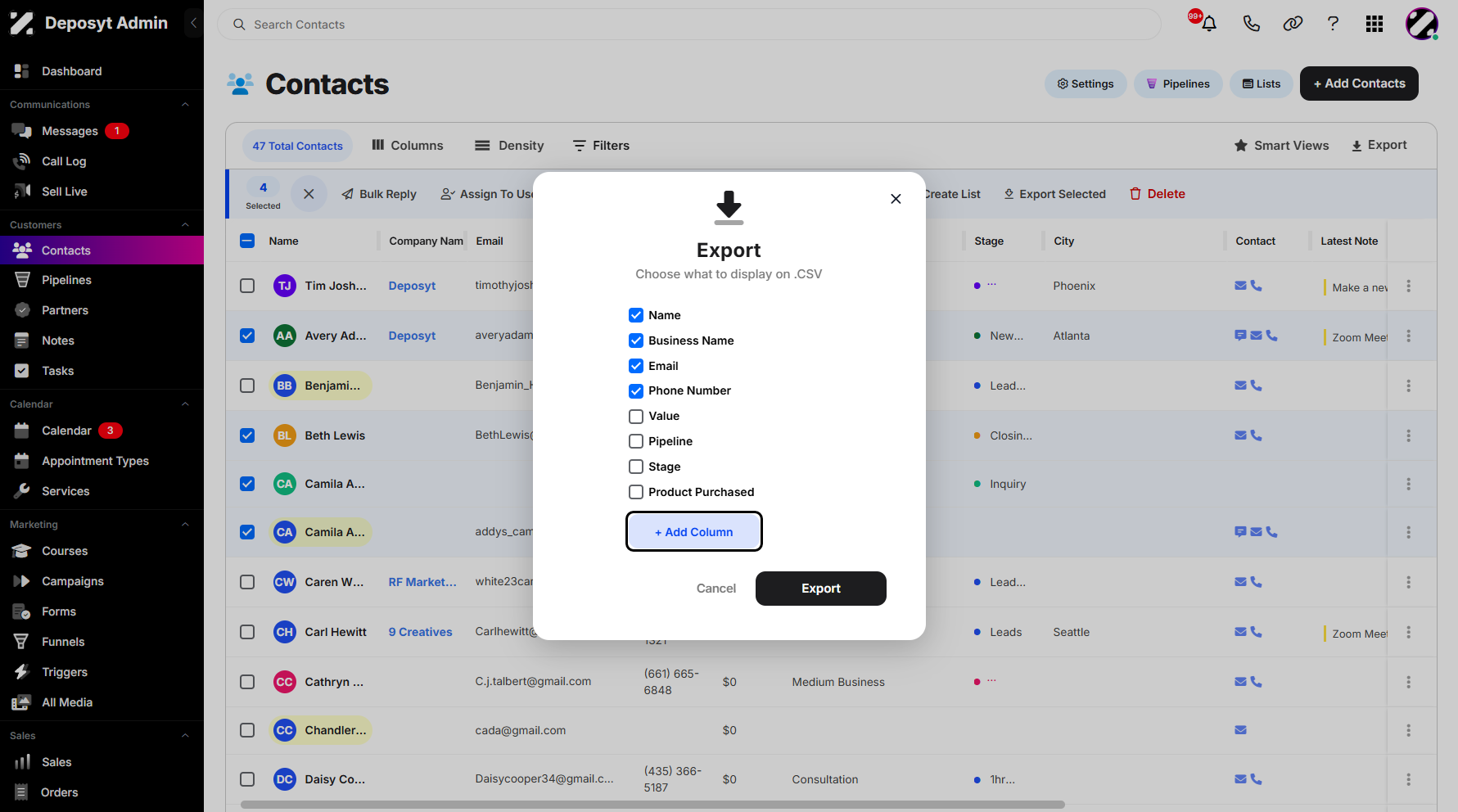 Step 8: You can add a new column if needed by clicking on + Add Column.