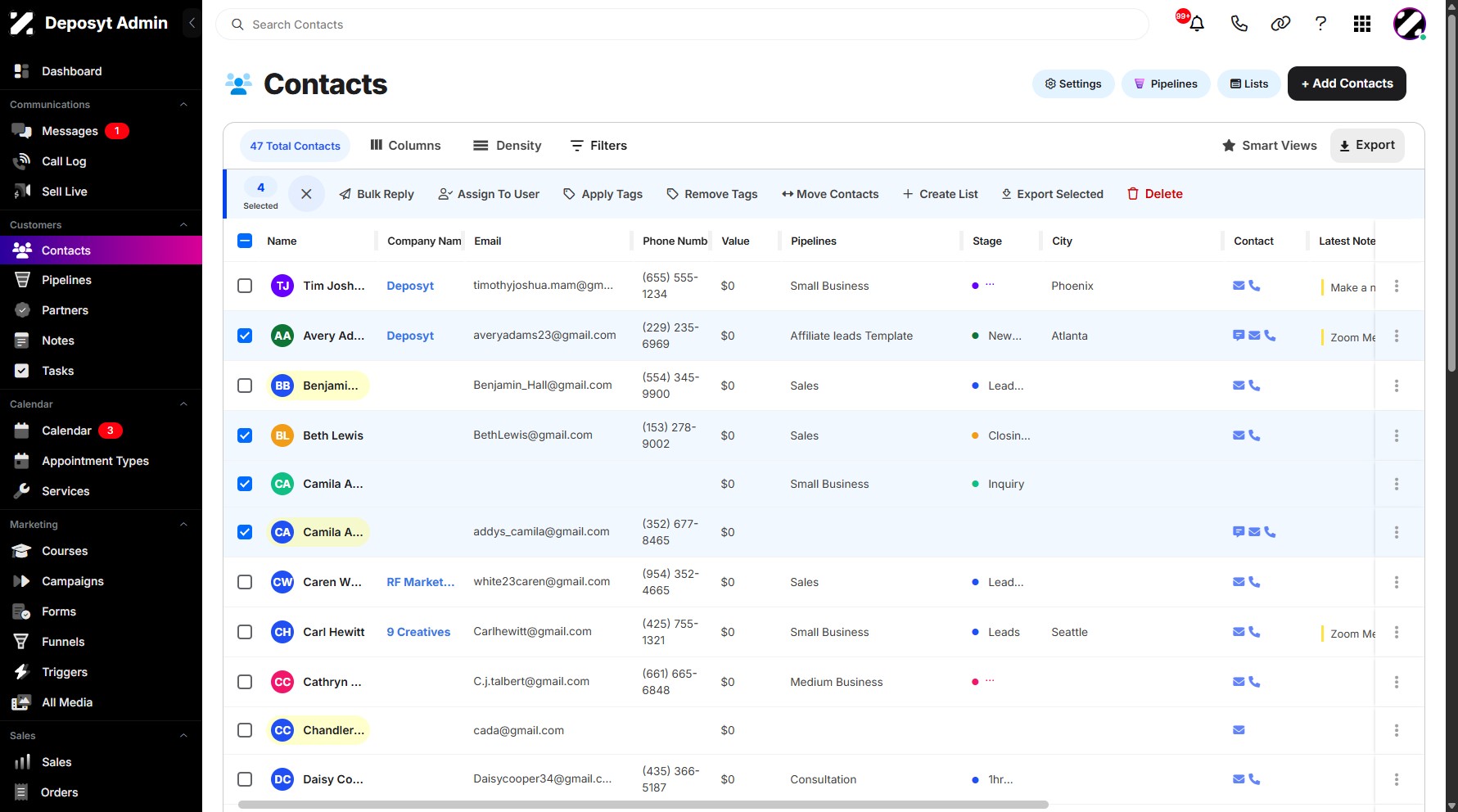 Step 4: Click the Export button to proceed with exporting your selected contacts. 