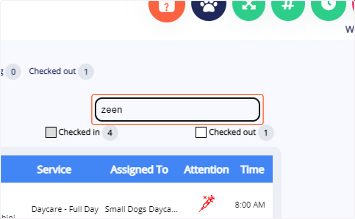 You can sort pets by searching for them using their names for easier usability.