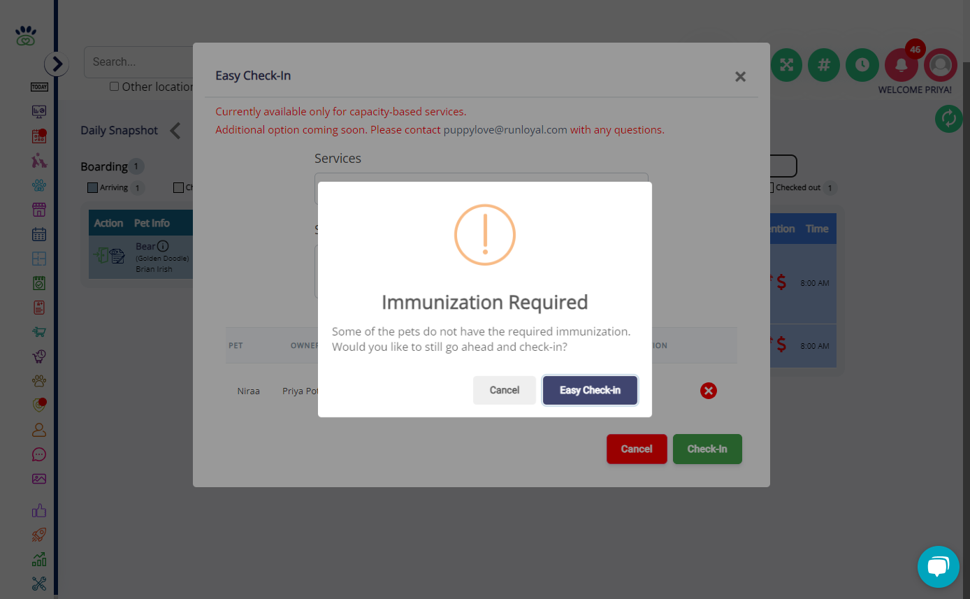 Click on Easy Check-in