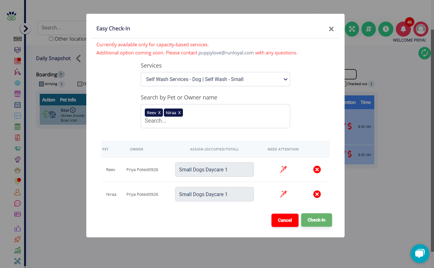 Click on Check-In