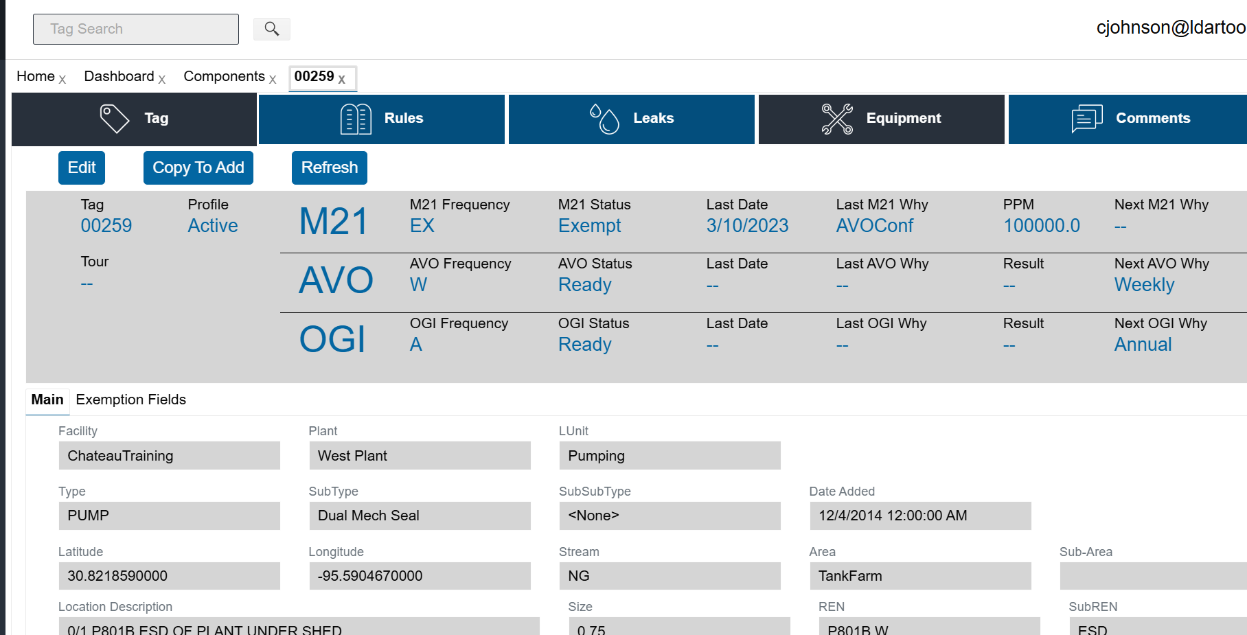 Click on the Equipment section