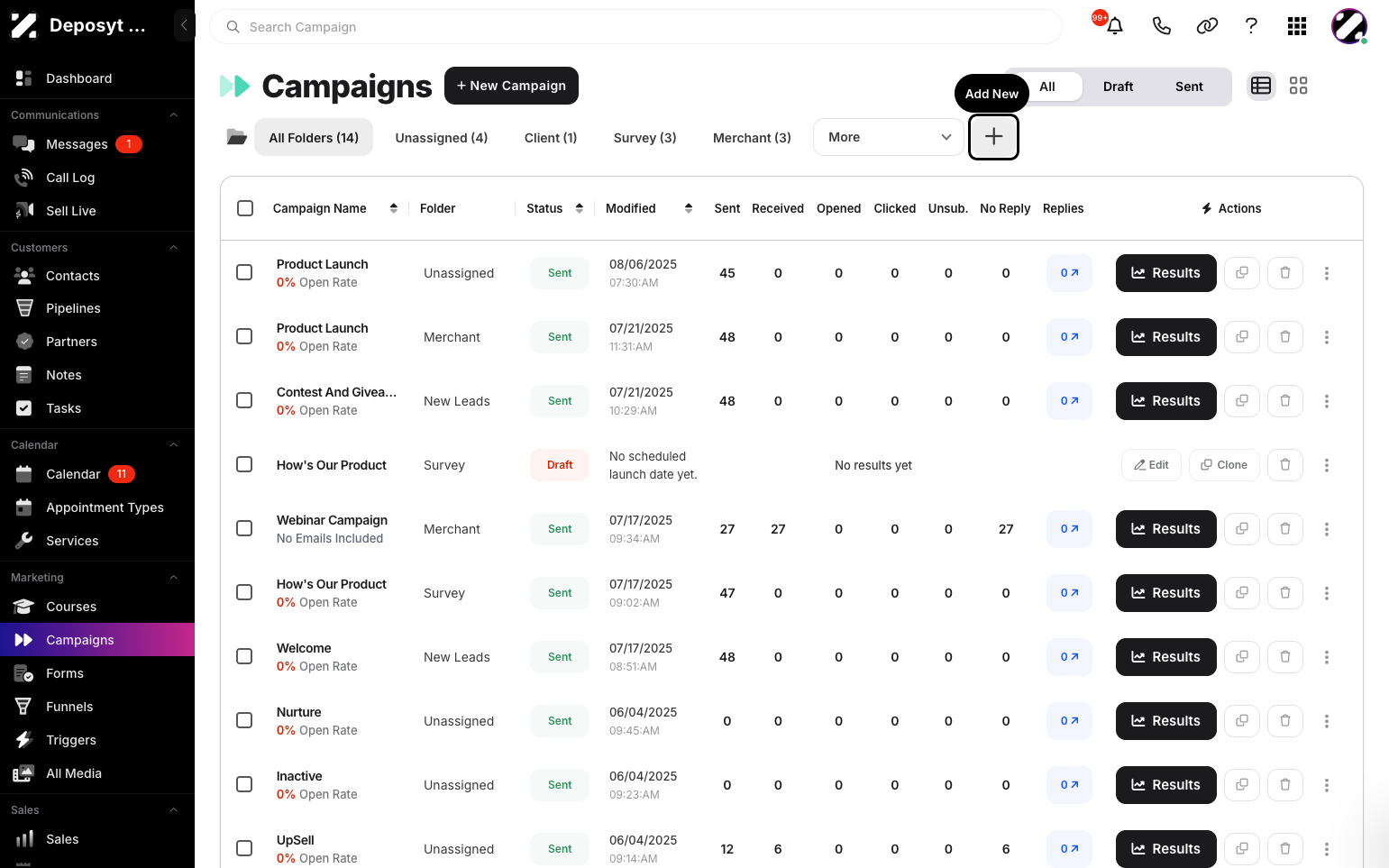 Step 3: In both Table View and Card View, click the + button labeled Add New.