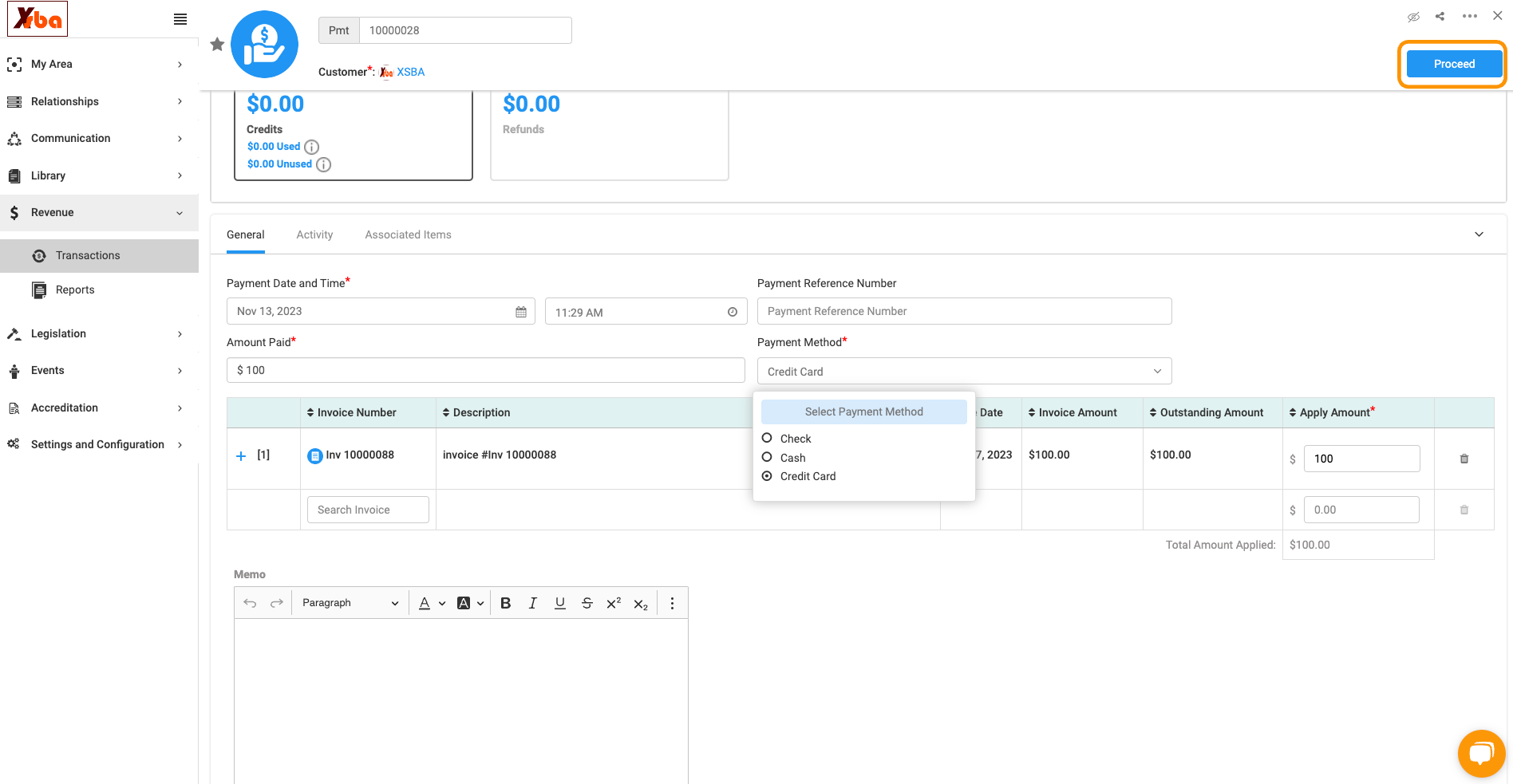 If you set up a credit card processor with Engagifii, click proceed
