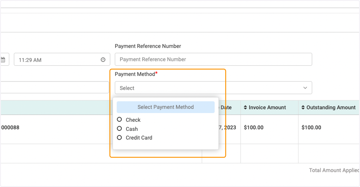 Select the Payment Method