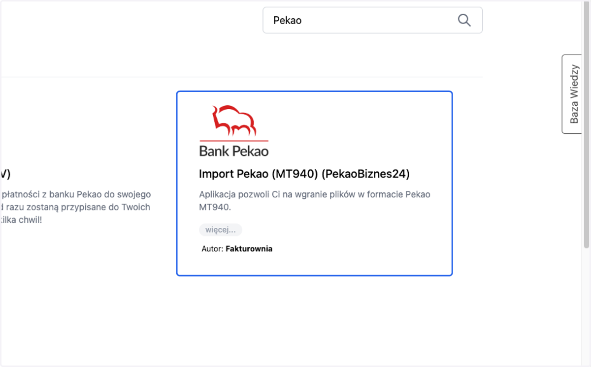 Wybierz Import Pekao MT940 >