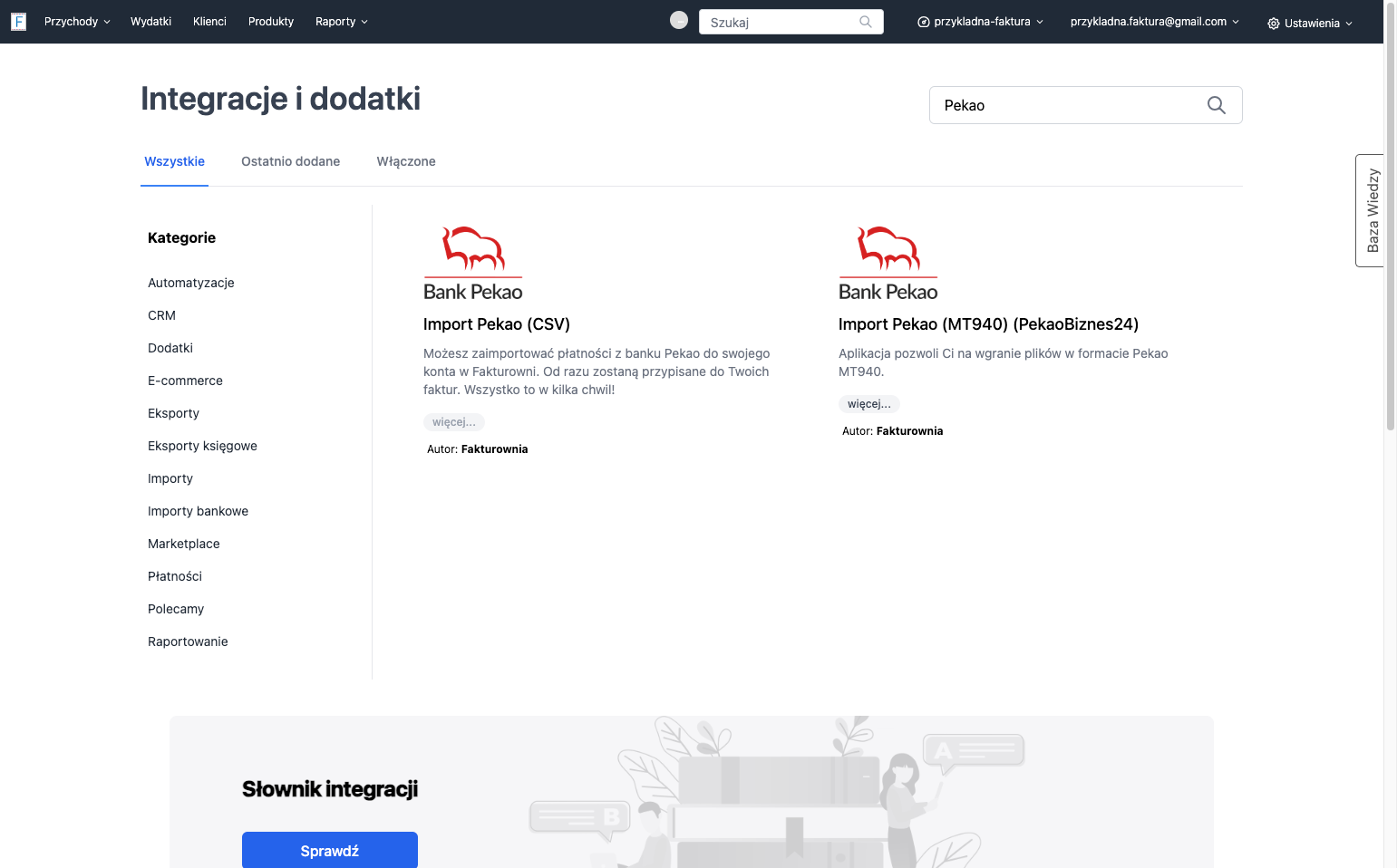 Wybierz Import Pekao CSV >