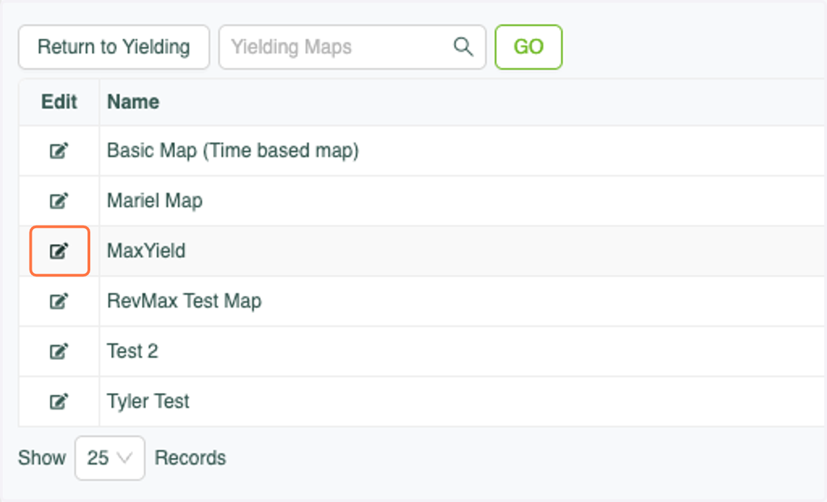 Click on Edit next to the map you would like to add labels to. Labels can also be added when adding Locked Dates to a new MaxYield Map.