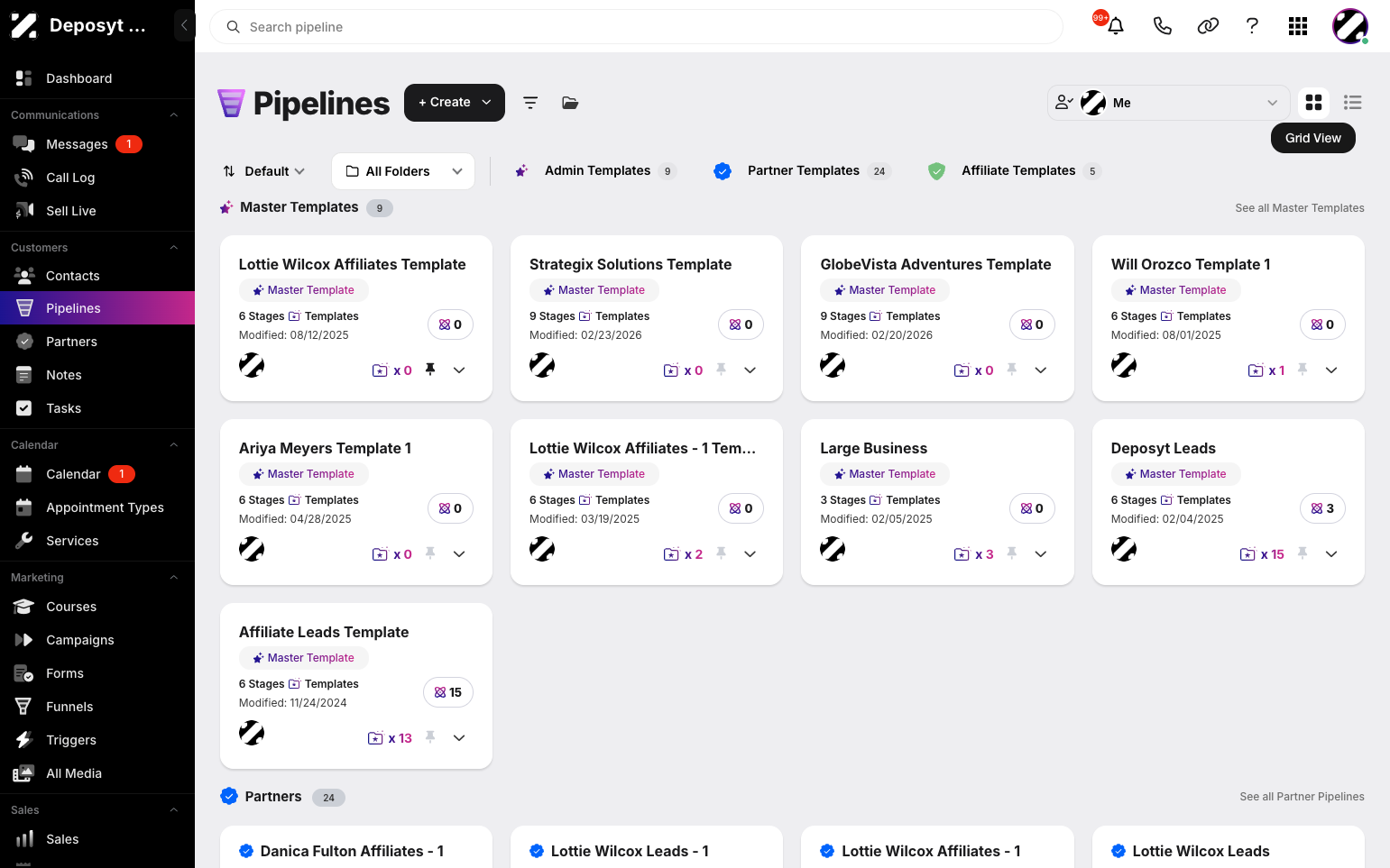 Step 3: The first icon is the Grid View, which displays all pipelines in a card-like layout with information for each specific pipeline.