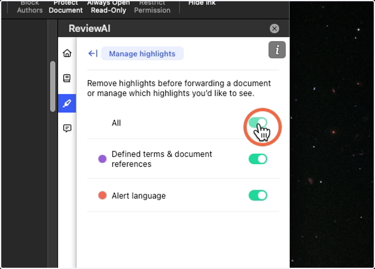 Click the Toggle to turn it Off