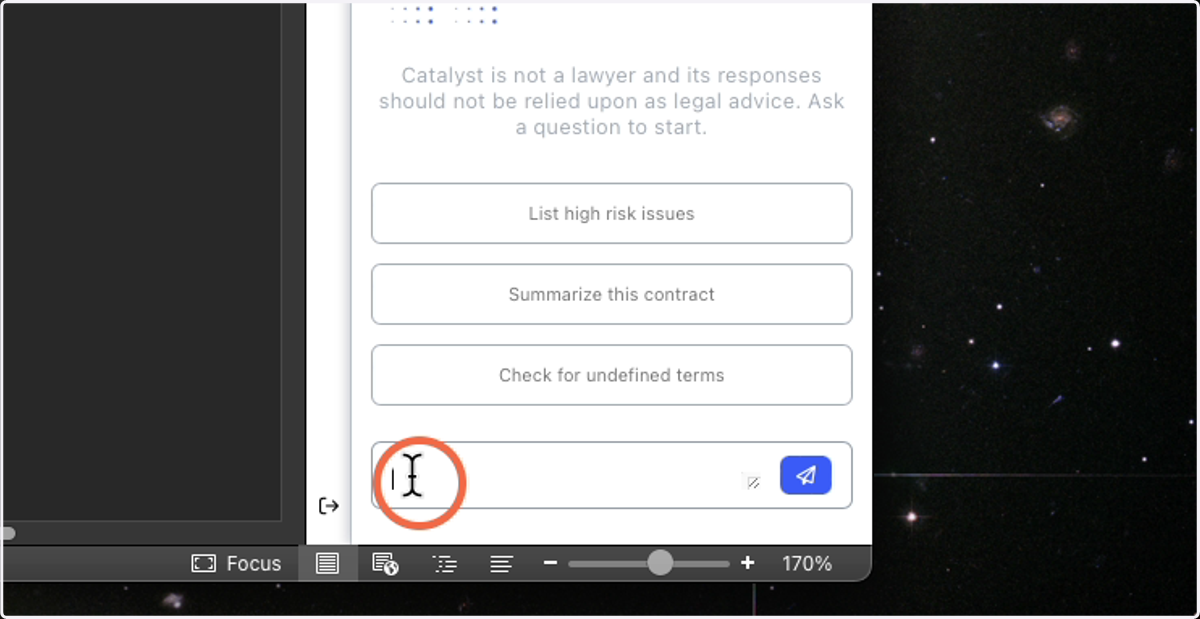 You click on that chat bar to ask your questions