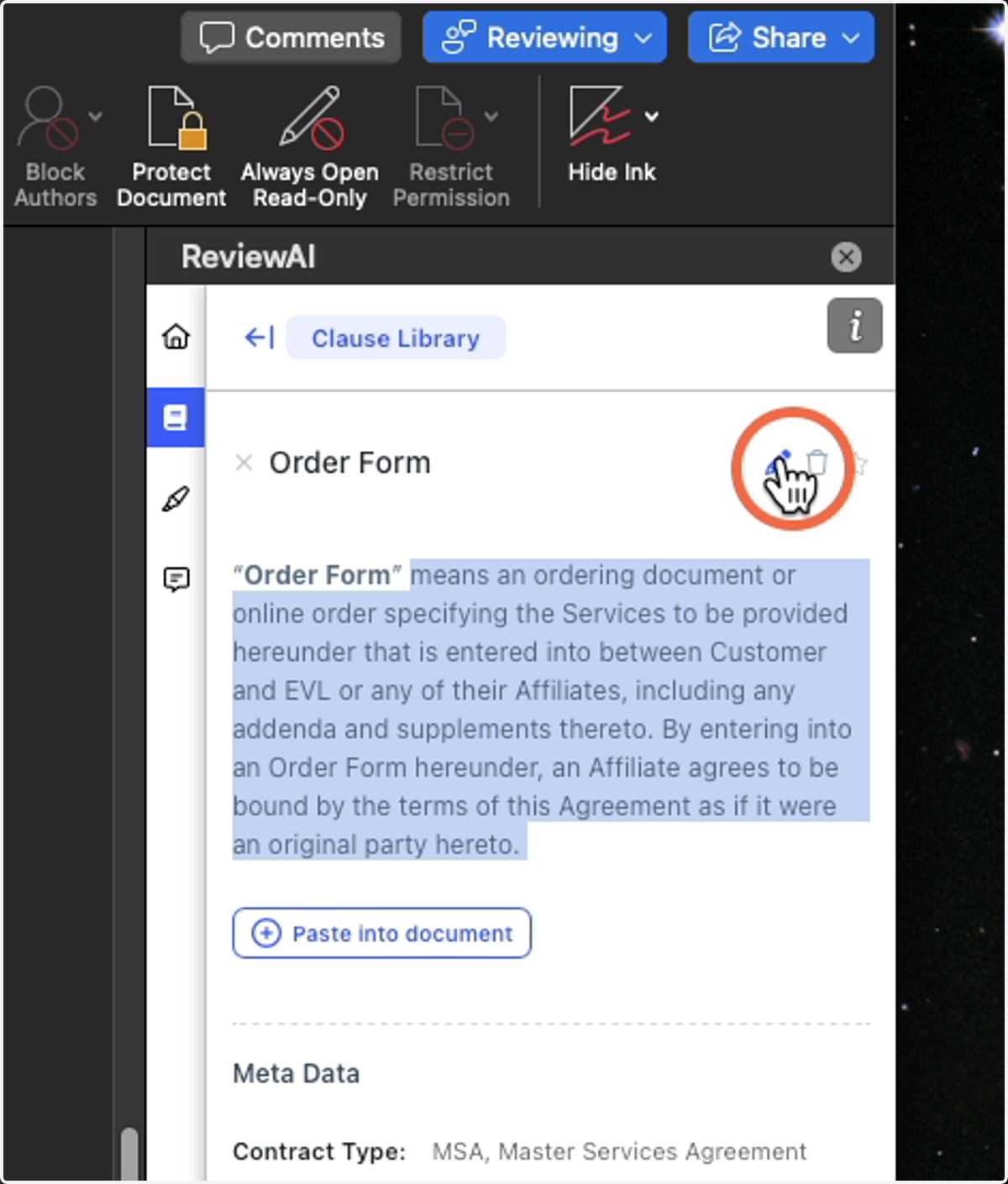 Edit Clauses by Clicking the Pencil
