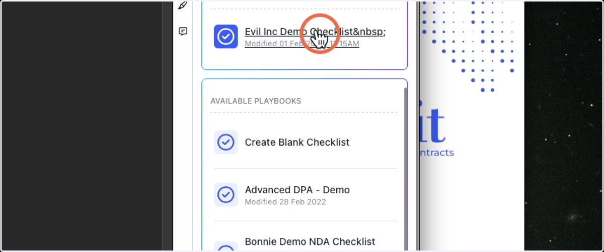 Click on the Checklist you want to Run