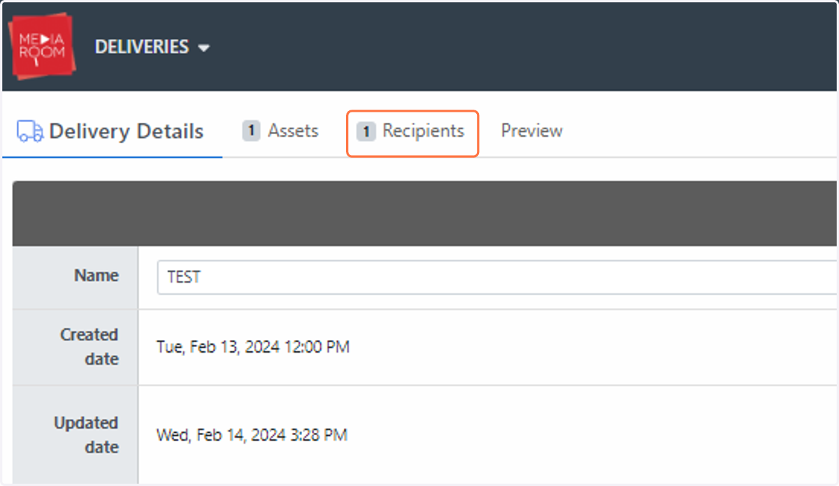 Click on the "Recipients" tab