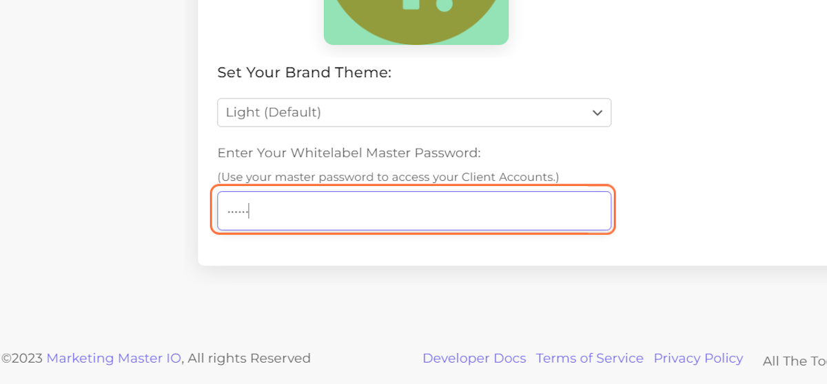 Enter a Master password