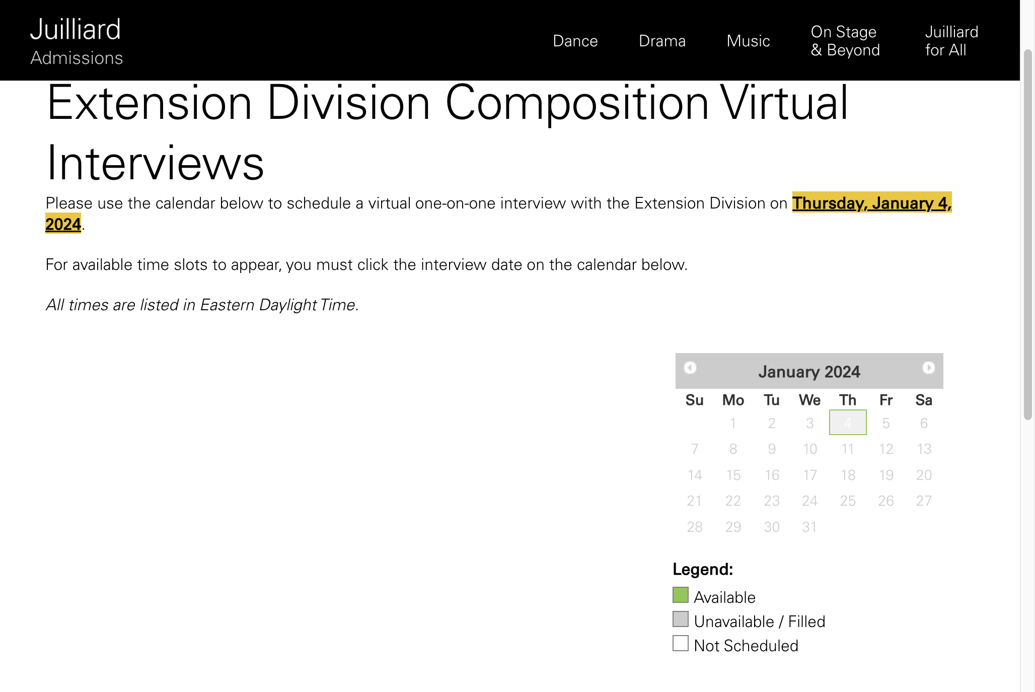Select the available interview date.
