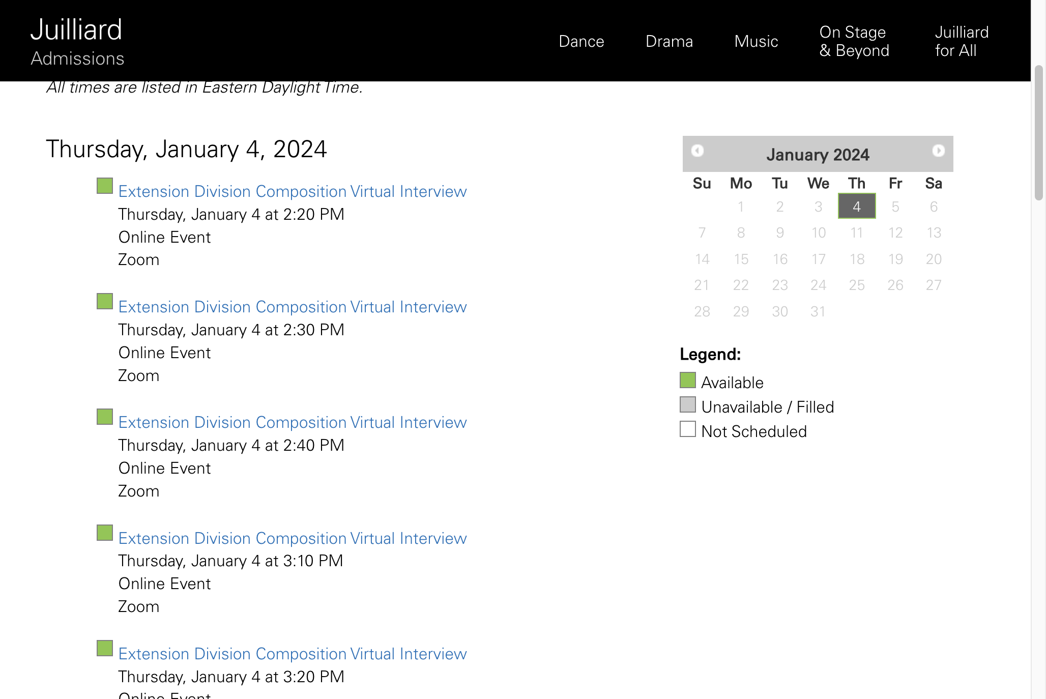 Select an available interview time.