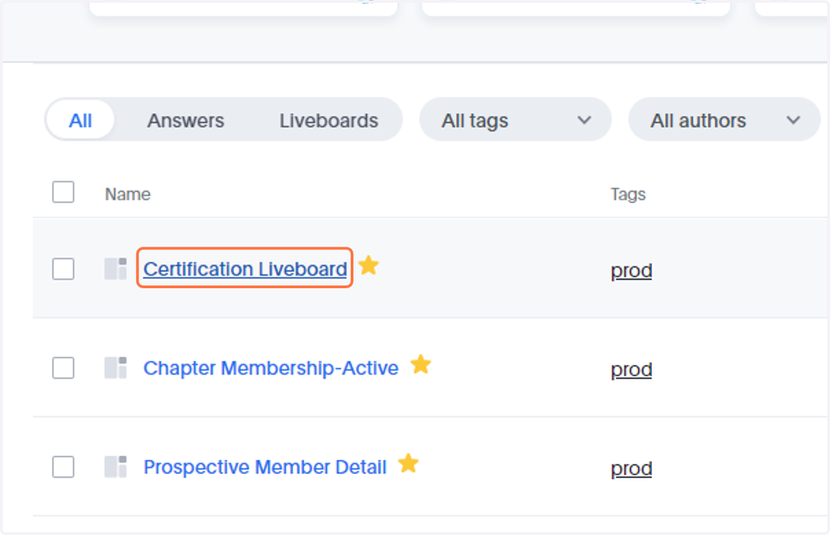 Click on Certification Liveboard