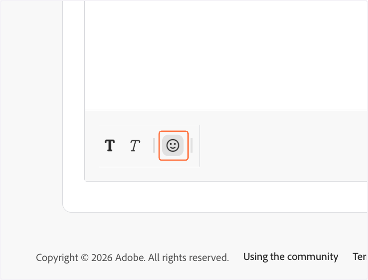 You can format text and insert emojis using the controls in the bottom left.