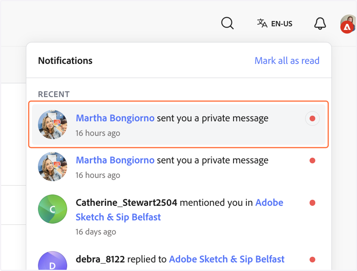 Click on the notification to open it and reply.
