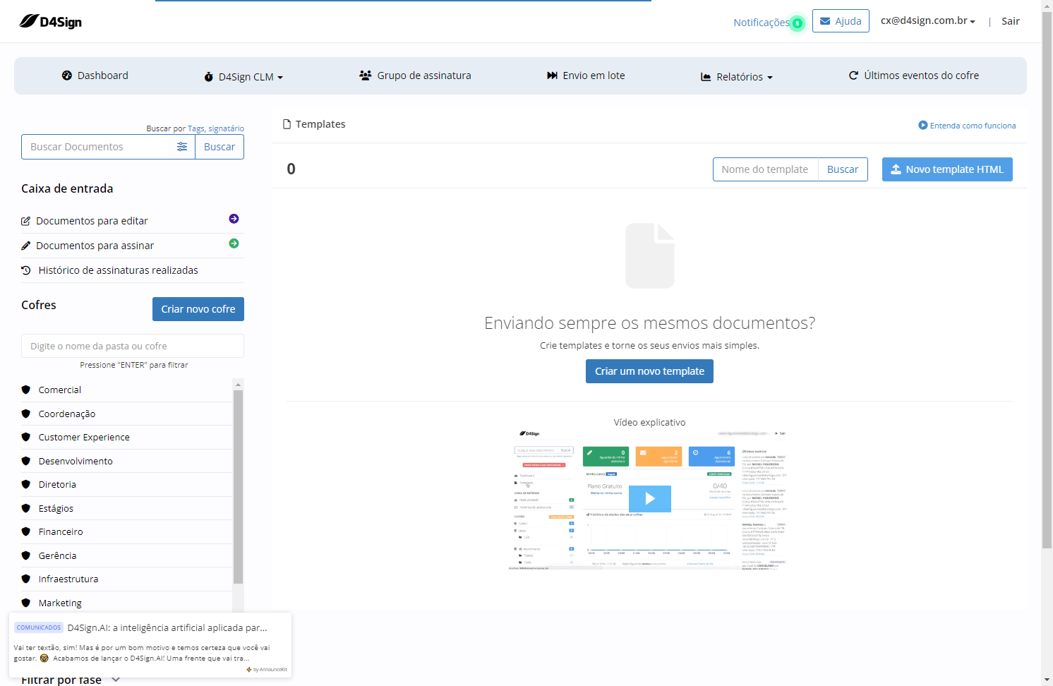 Clique em Novo Template HTML