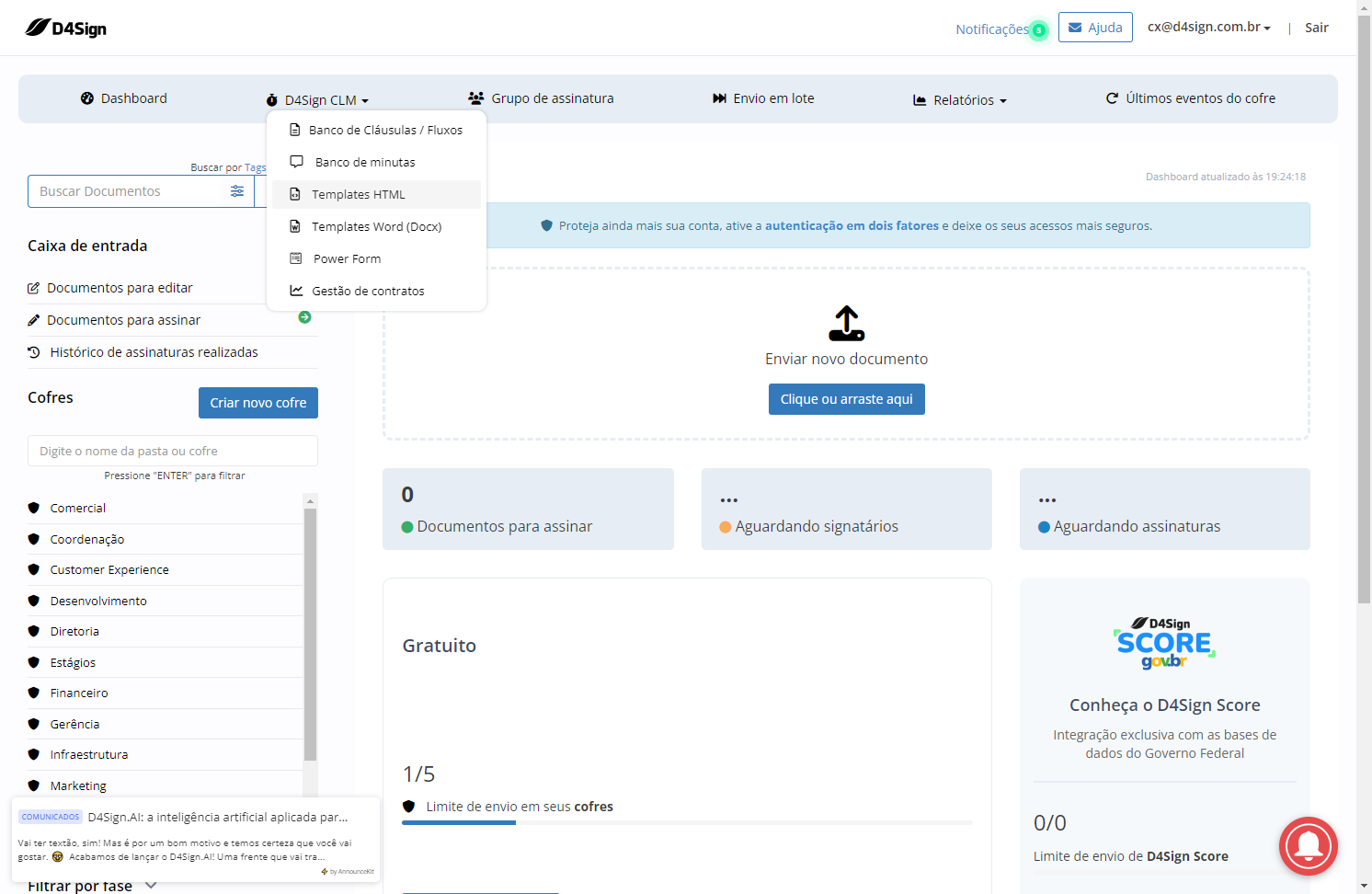 Clique em Templates HTML