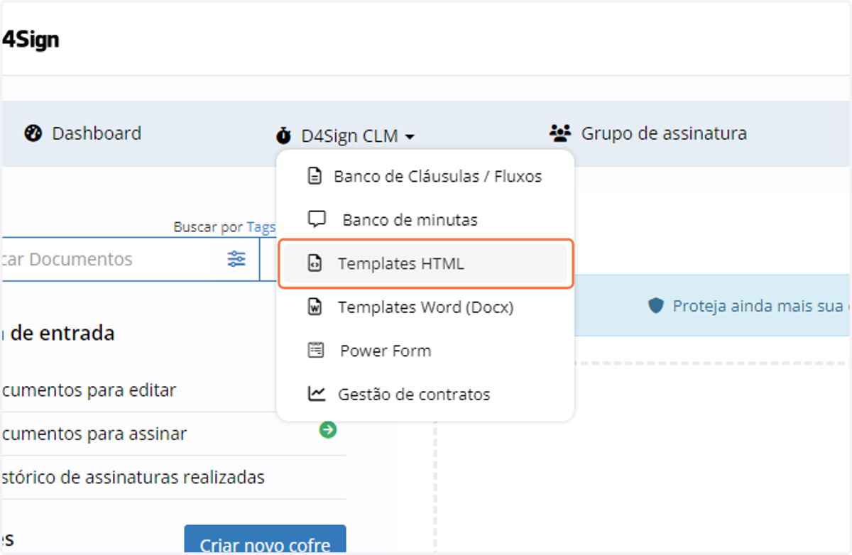 Clique em Templates HTML