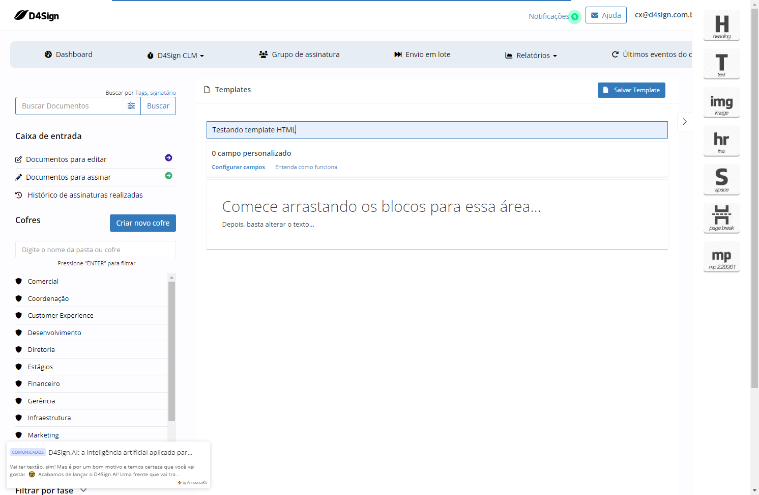 Defina o Nome para o Template HTML