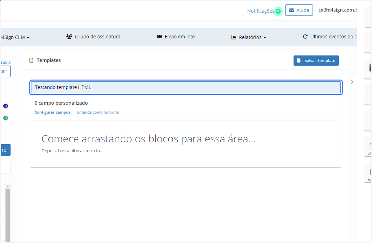 Defina o Nome para o Template HTML