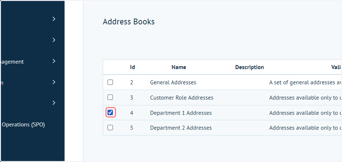 Navigate to the Address Books section and select the books you wish to use