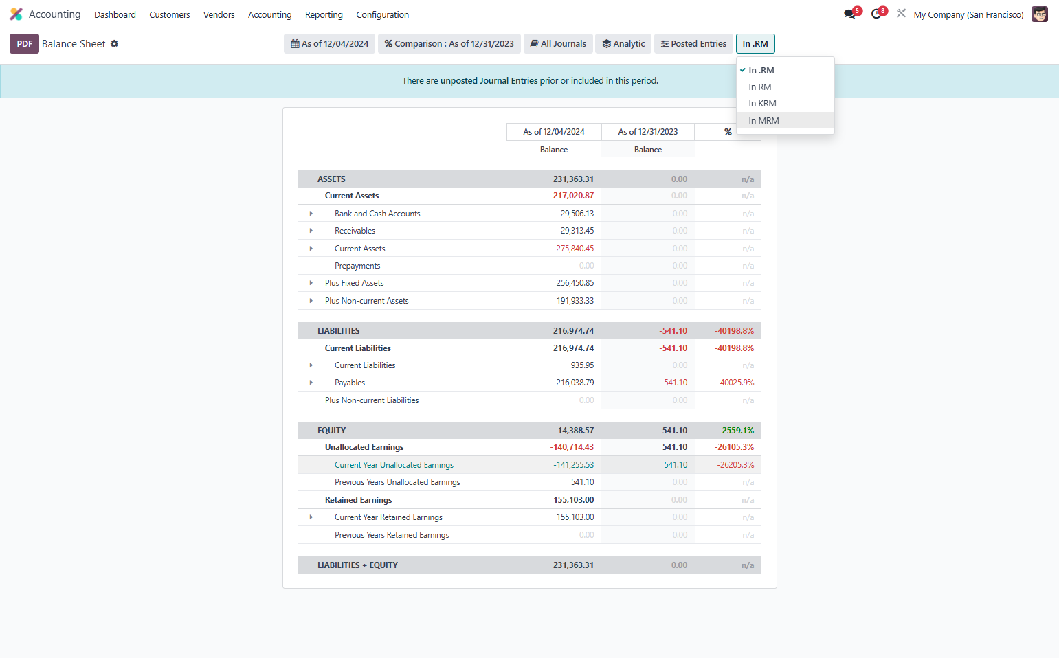 Click on Current Year Unallocated Earnings