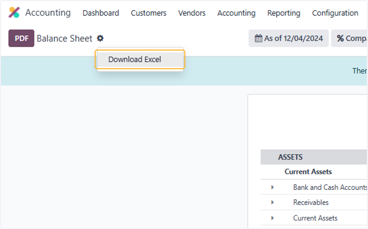 Right click on Download Excel