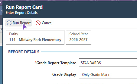 Click Run Report. After the report processes, you can download or print.