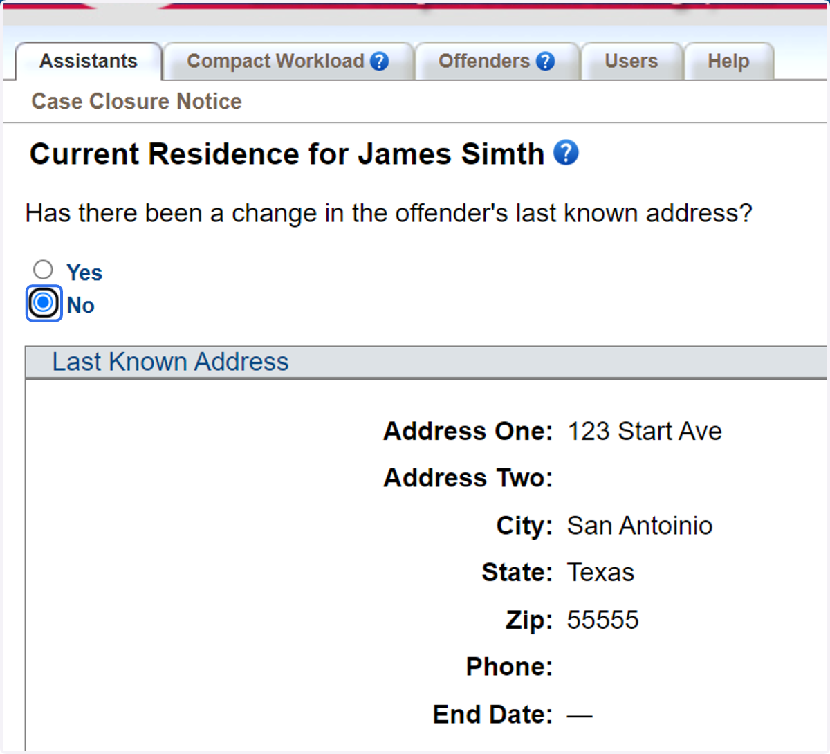 Select 'No' if the address is current. Select 'Yes' and updated the address if needed.