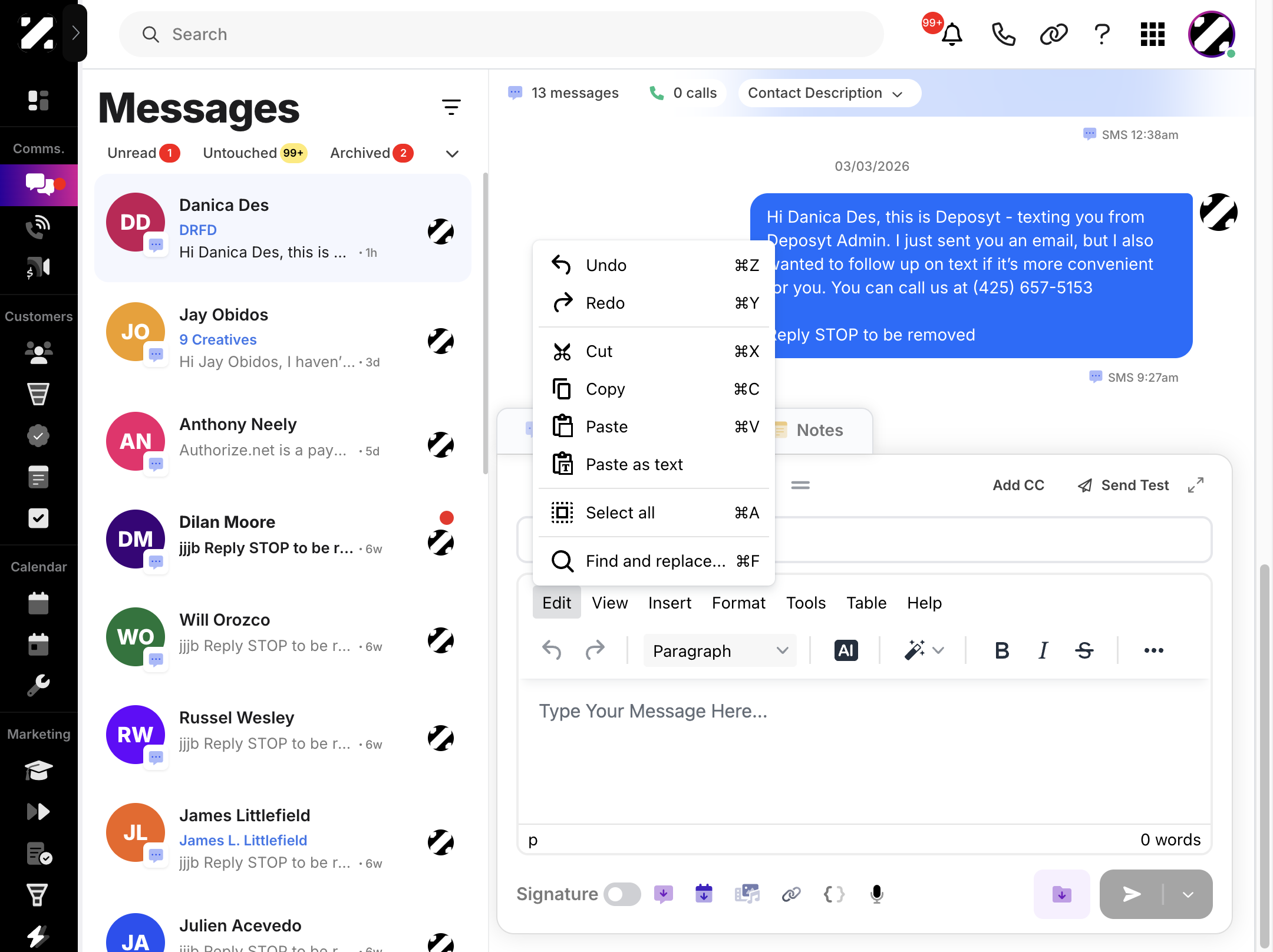 Step 5: A pop-up menu will appear, showing other tools such as Undo, Redo, Cut, Copy, Paste, Paste as Text, Select All, and Find and Replace. The first seven options perform exactly as their names suggest.