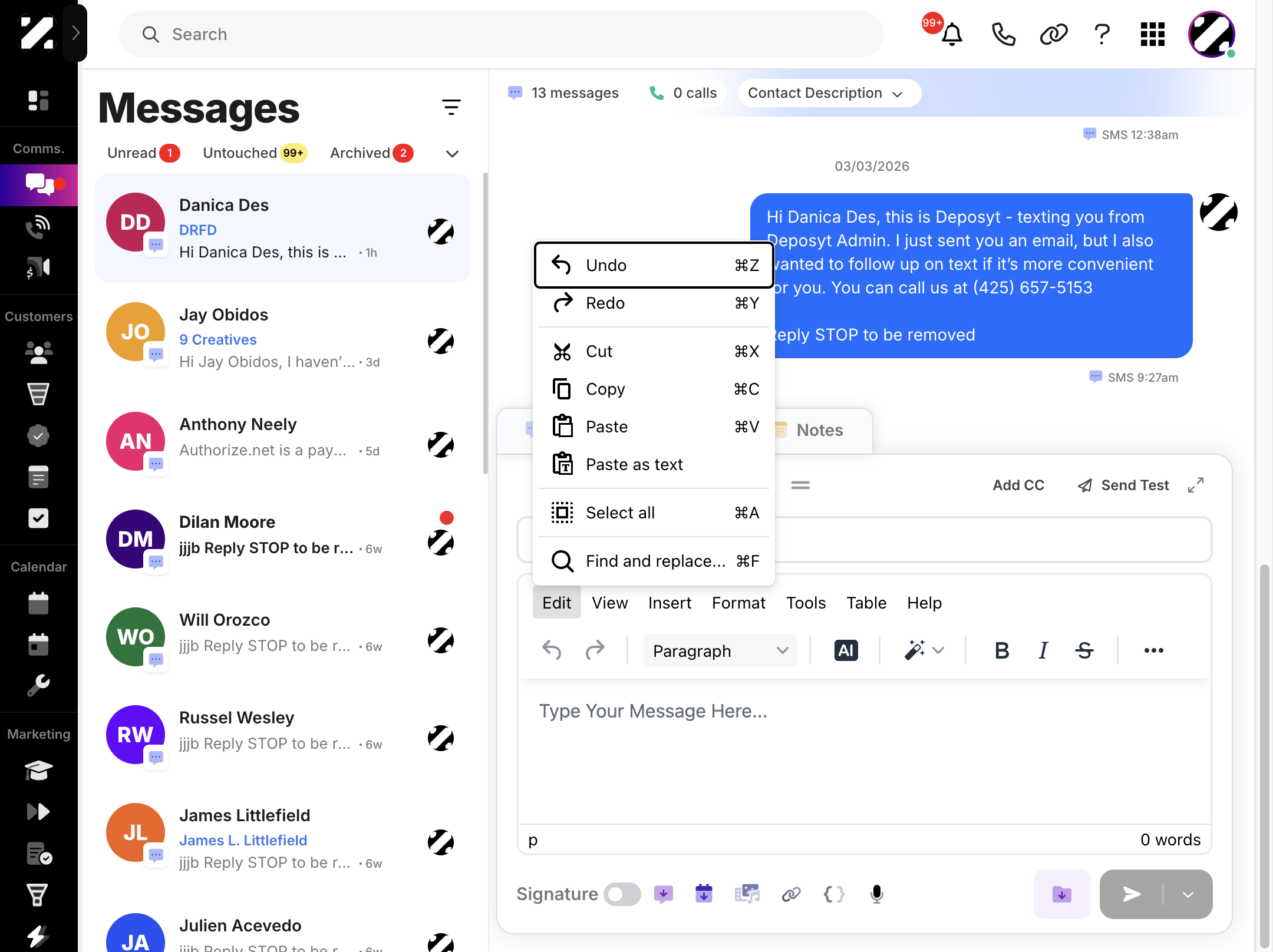 Step 5: A pop-up menu will appear, showing other tools such as Undo, Redo, Cut, Copy, Paste, Paste as Text, Select All, and Find and Replace. The first seven options perform exactly as their names suggest.