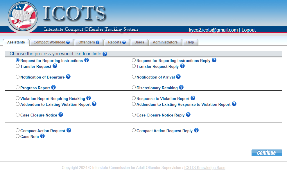 Select Request for Reporting Instructions.